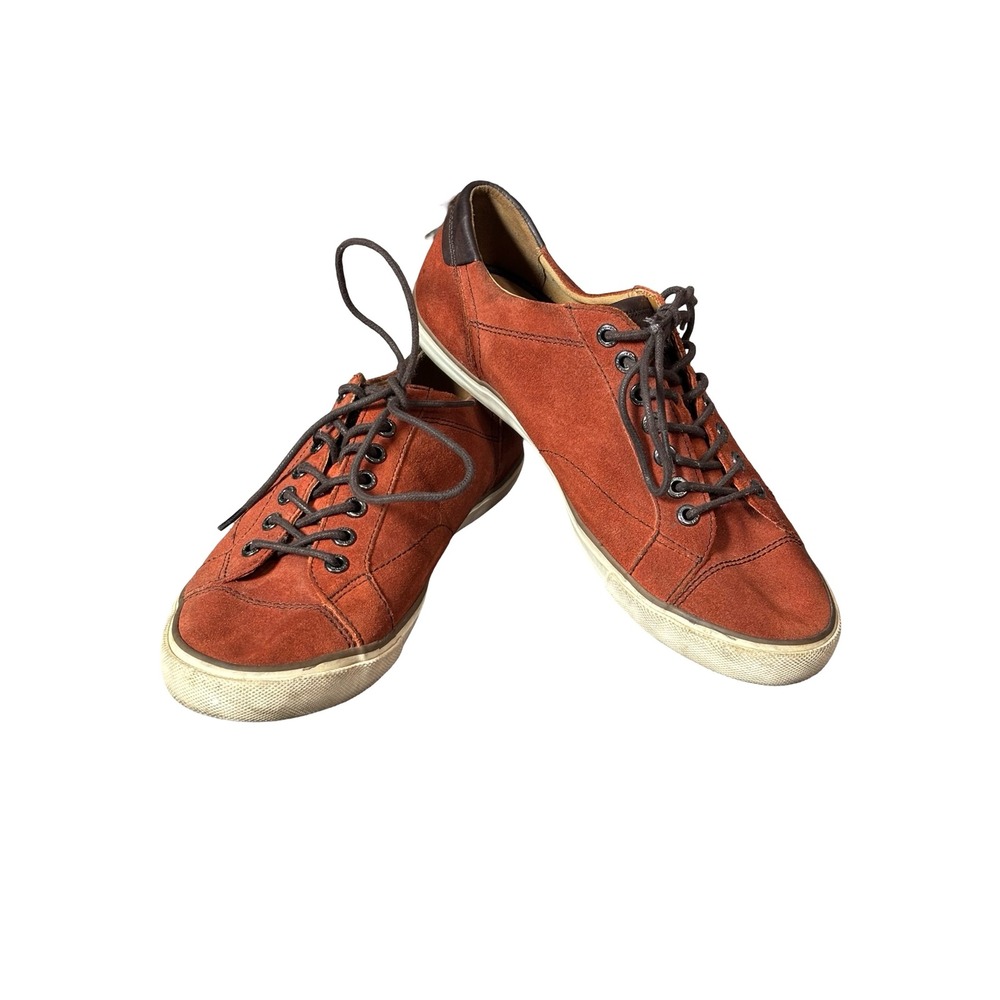 Coach Perkins Mens Suede Sneakers Size 9.5D Rust Orange Leather Trim Q4097